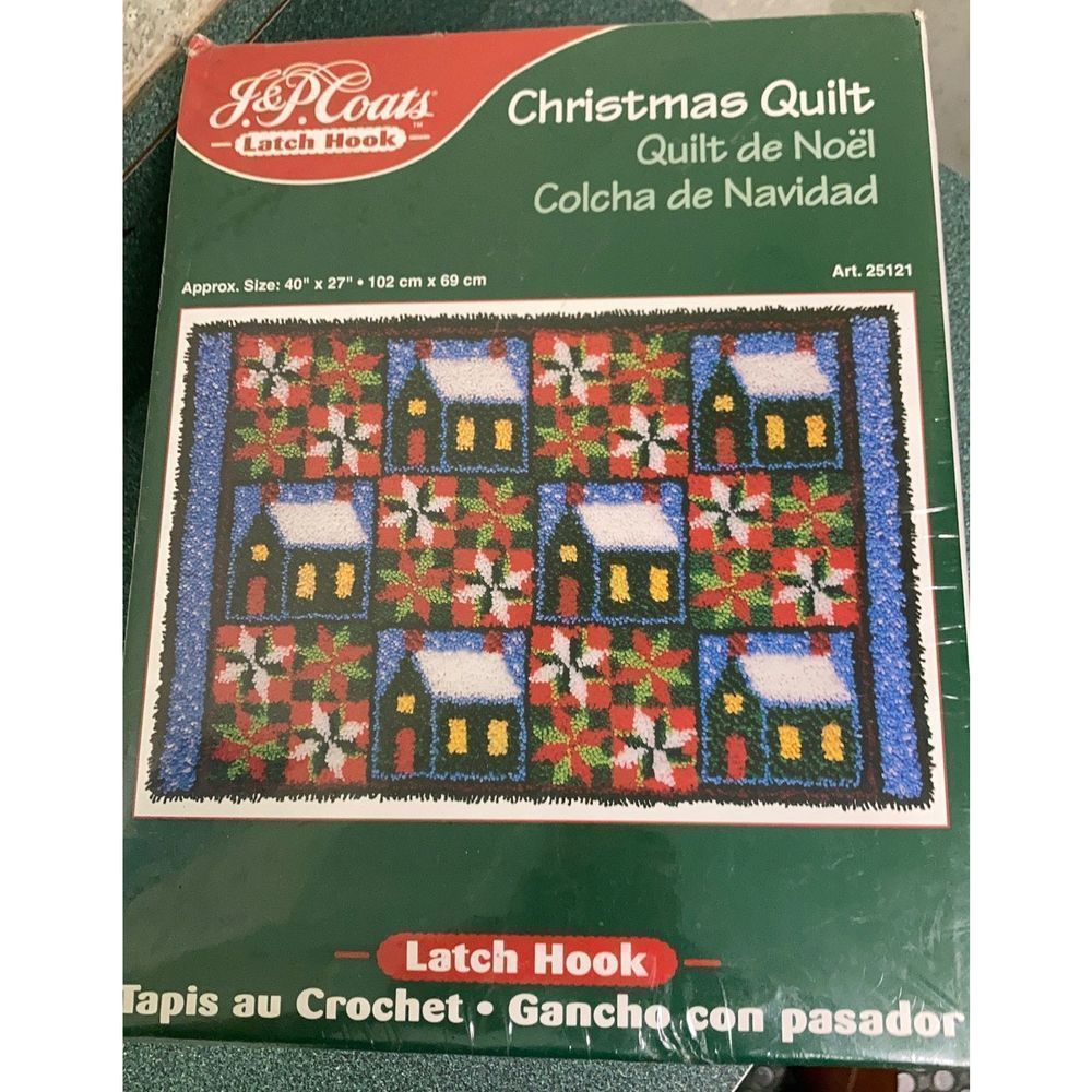 J.&P. Coats Latch Hook Christmas Quilt Kit New Vintage Sealed - Picture 4 of 12
